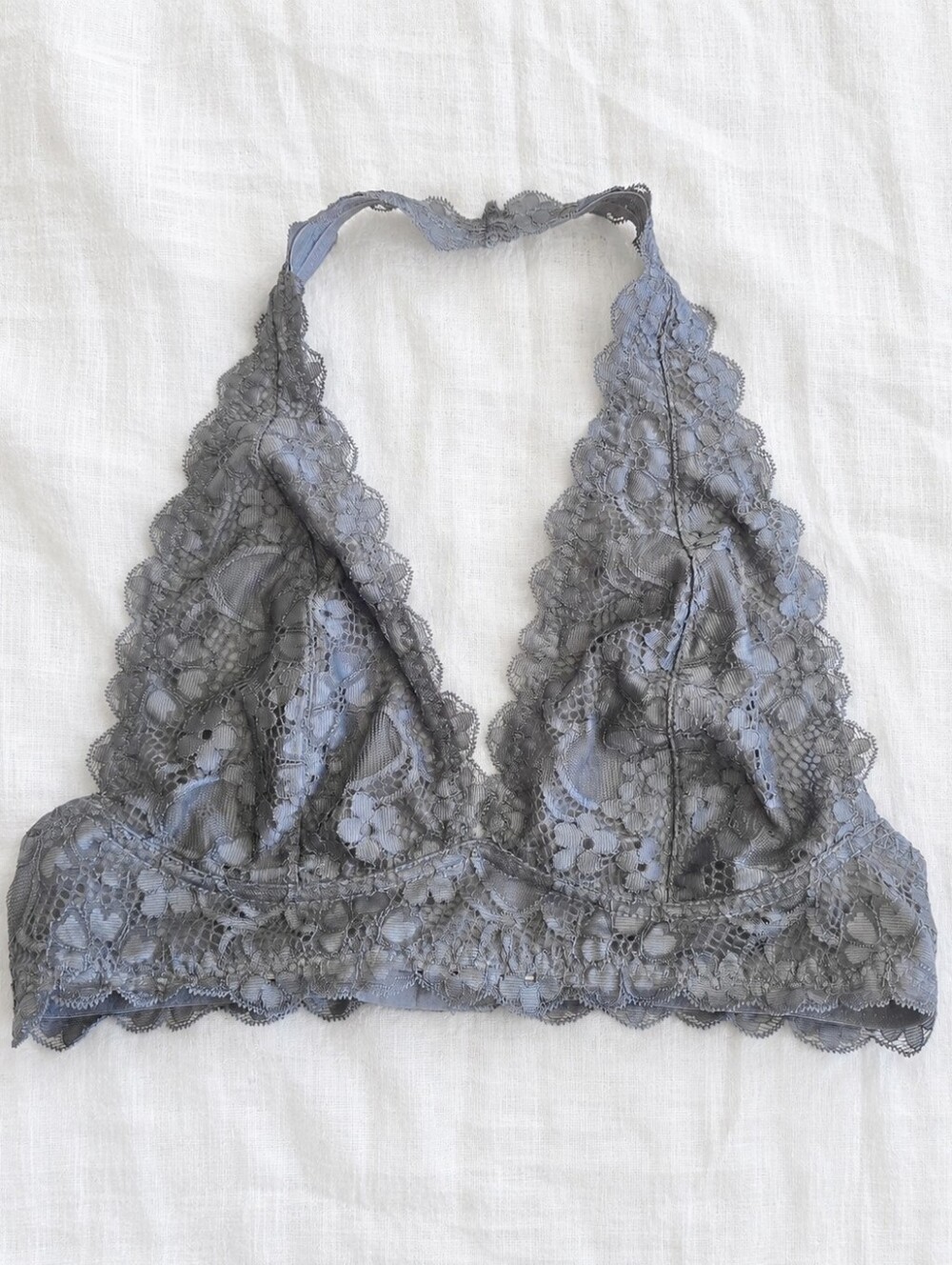 Free People Grey Lace Halter Bralette in Slate Gray Size S